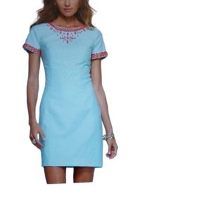 LILLY PULITZER NORA SHEATH SEAFOAM & CORAL DRESS SIZE 2